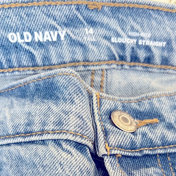 Old Navy Slouchy Straight Light Wash Frayed Jeans Size 14 Tall - Picture 13 of 14